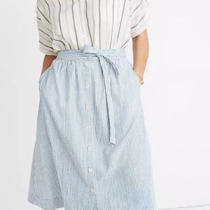 Madewell Tie Palisade Button-Front Midi Skirt